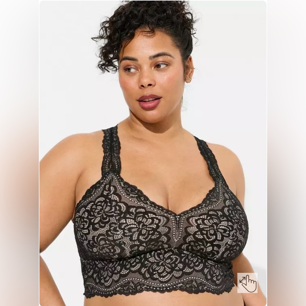 Torrid Unlined Lace Solid Racerback Bralette